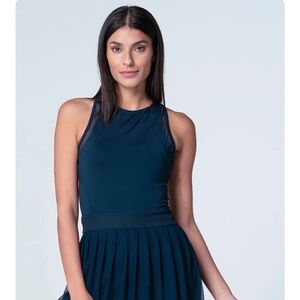 Lucky in Love Navy Blue Next Level Tennis Dress with contrast zipper